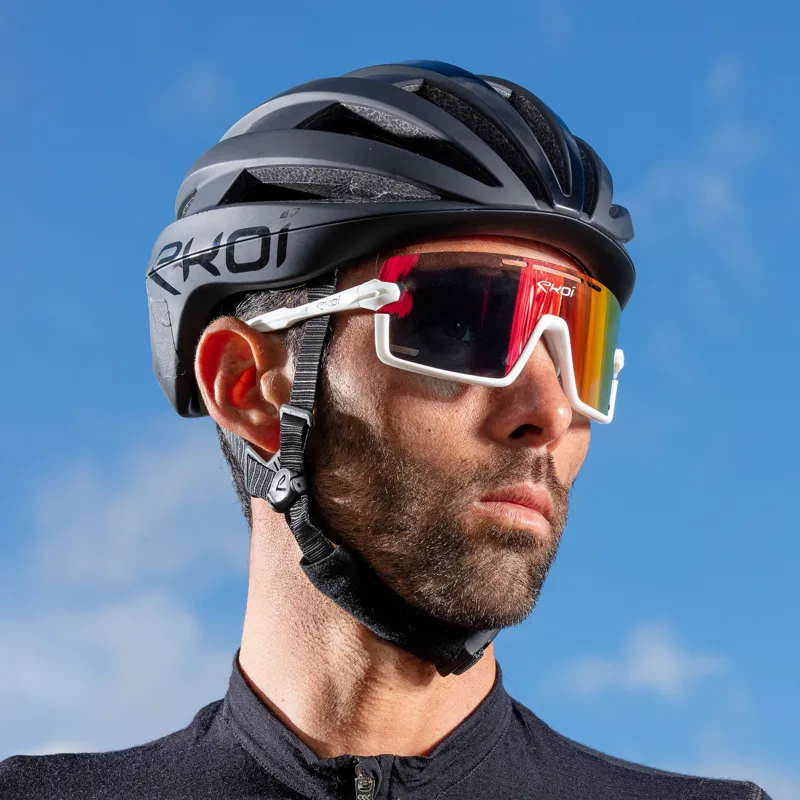 EKOI PERSOEVO8 Cat3 Cycling Glasses in White Revo Red -3