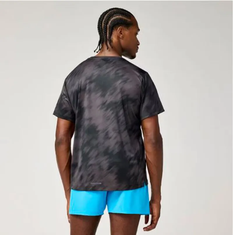 Brooks Men's Dash Short Sleeve Running T Shirt in Printed Metablur Black-2