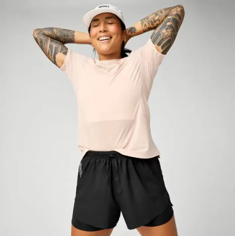 Brooks Women's High Point Short Sleeve 2.0 Running Top in Rose Dusk-1