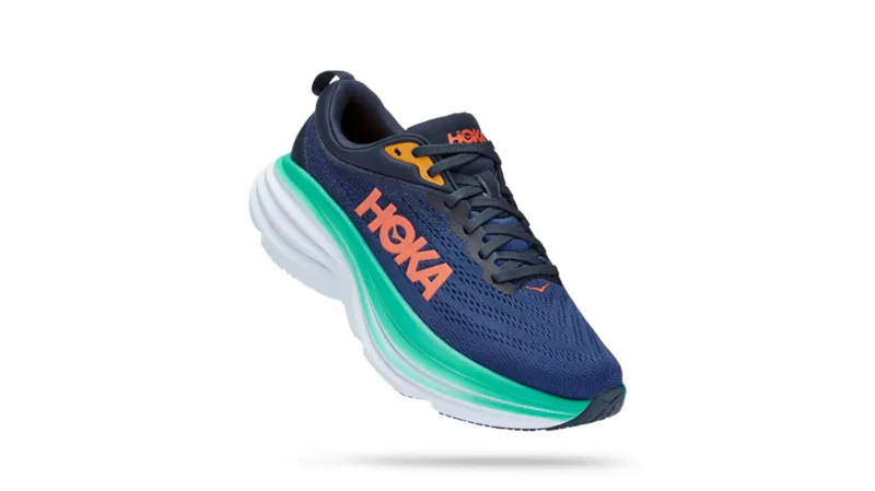 Hoka Wonen's Bondi 8 Running Shoes in Outer Space / Bellwether Blue