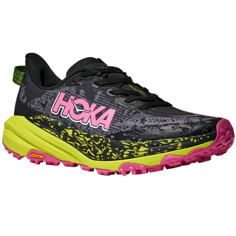 Hoka Women's Speedgoat 6 Trail Running Shoes in Black/Neon Citrus-2