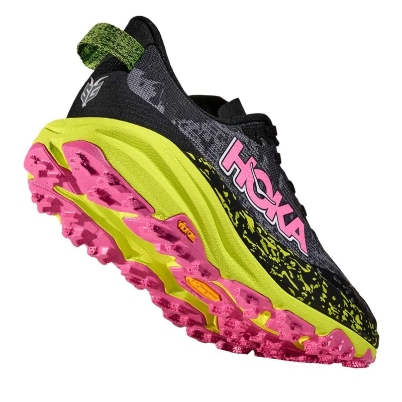 Hoka Women's Speedgoat 6 Trail Running Shoes in Black/Neon Citrus-1