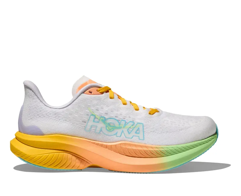 Hoka Women's Mach 6 Road Running Shoes in Frost / Starlight Glow 