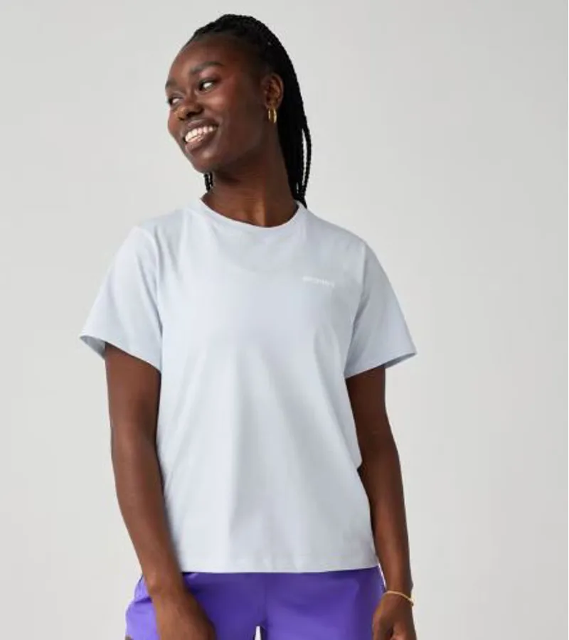 Brooks Women's Graphic Short Sleeve T Shirt in Halogen Blue/White