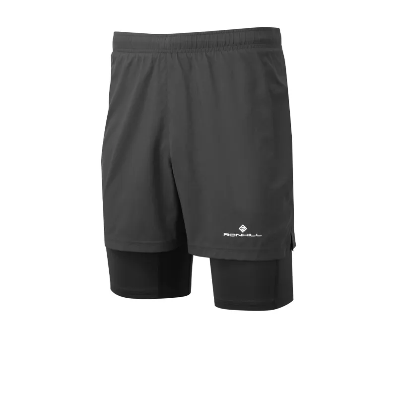 Ronhill Core Twin 2-in-1 Running Shorts in All Black